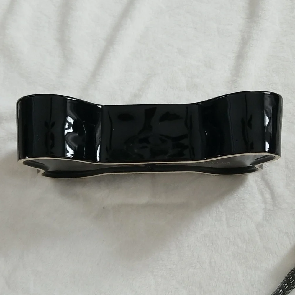 Rae Dunn Brew and Gruel Pet Bowl Bone shape green black